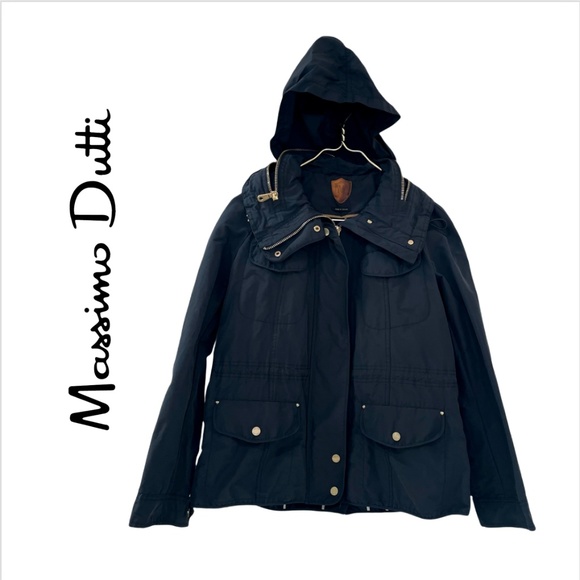 Massimo Dutti Jackets & Blazers - MASSIMO DUTTI {M} Jacket Black Parka Hidden Hood